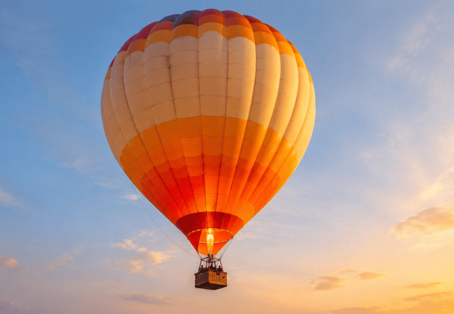 Hot air balloon at sunrise